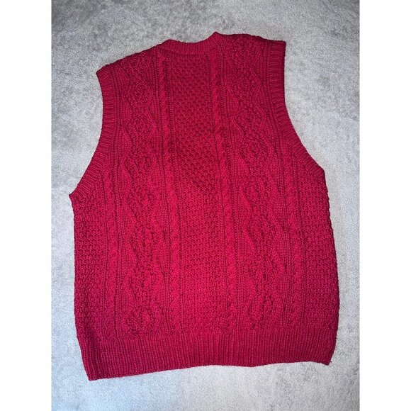 Vintage Y2K ABERCROMBIE & FITCH Red Cable Knit Button Sweater Vest Sz L - Picture 6 of 6